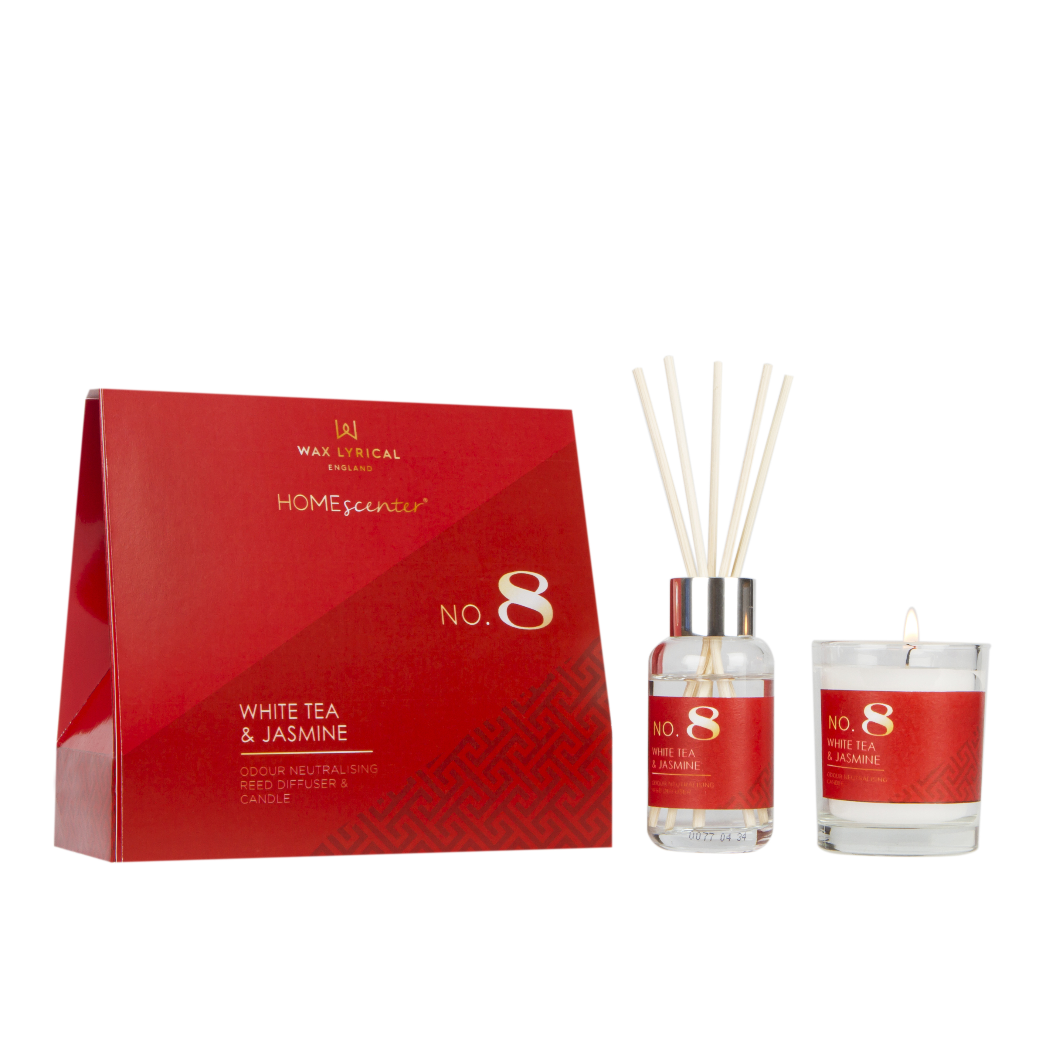 No. 8 White Tea & Jasmine Reed Diffuser and Candle Gift Set image number null